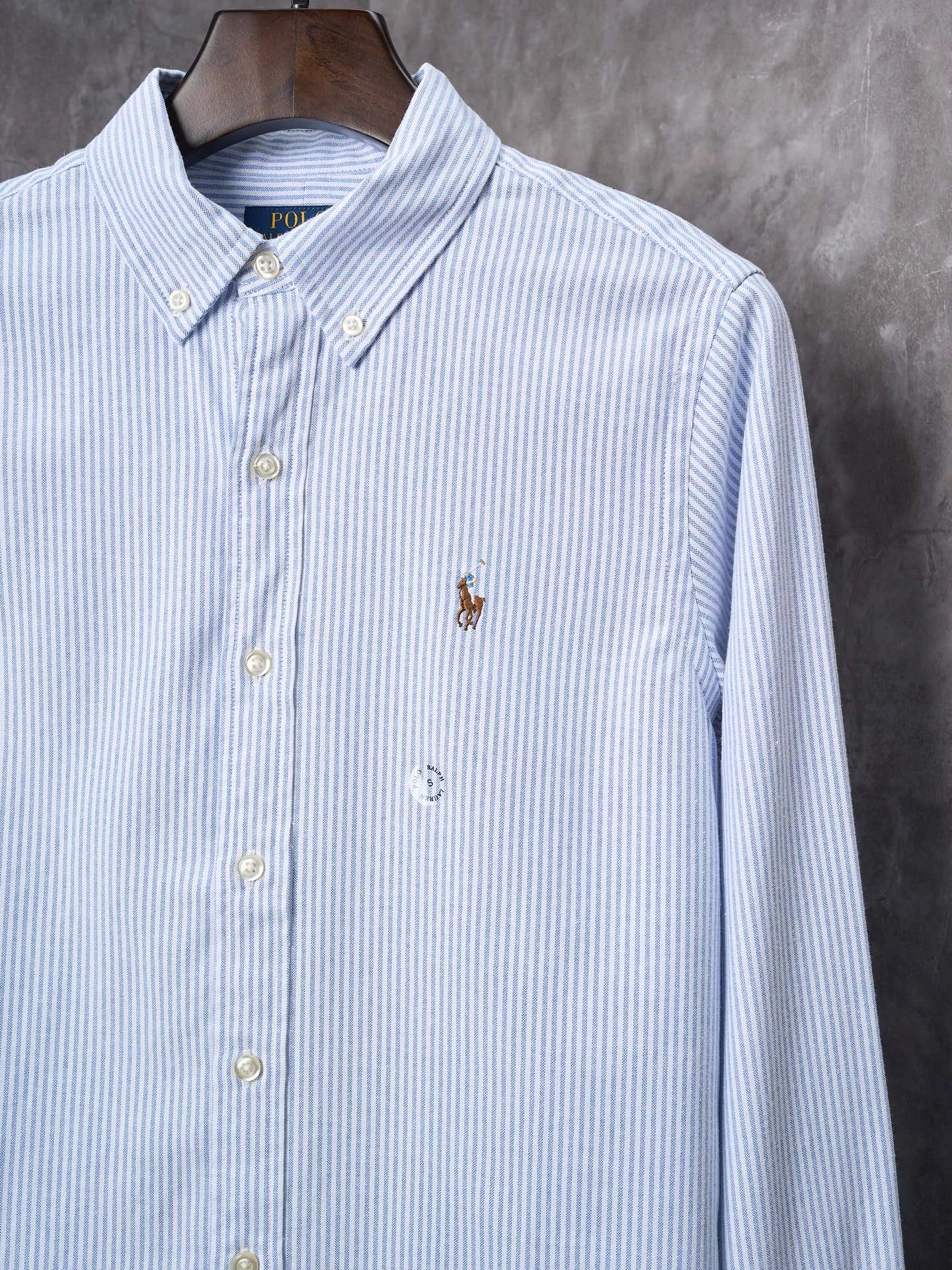 P340 Actual hanging auction】Ralph Lauren/Ralph Lauren couples must-have vertical striped pony embroidered cotton long-sleeved shirt [Ready stock] XS S M L XL
